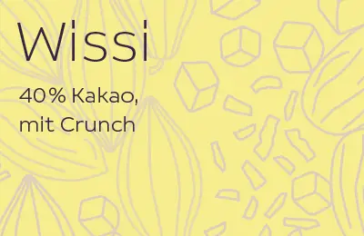 Wissi SAM Schoggi mit Crunch, Schweizer Schokolade, bio, fair, sozial, nachhaltig, bean to bar
