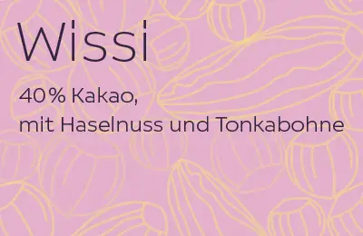 Wissi SAM Schoggi mit Haselnuss und Tonkabohne, Schweizer Schokolade, bio, fair, sozial, nachhaltig, bean to bar